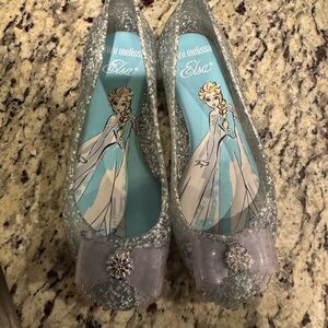 Mini Melissa Elsa Glitter Flats in Silver